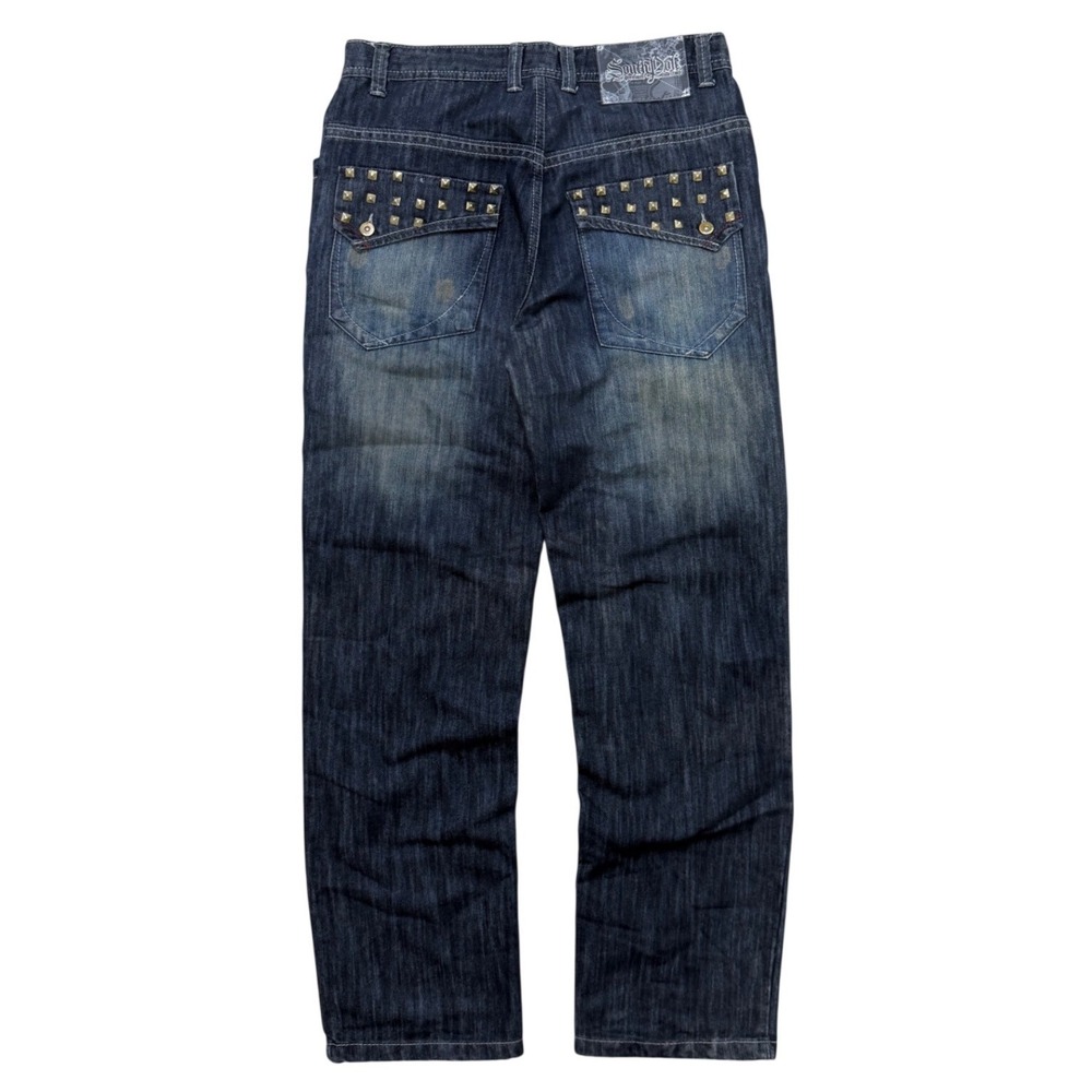 Southpole Premium Collection Studded Relaxed Fit Jeans Dark Wash Mens 34 Y2K